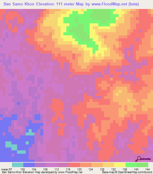Ban Samo Khon,Thailand Elevation Map