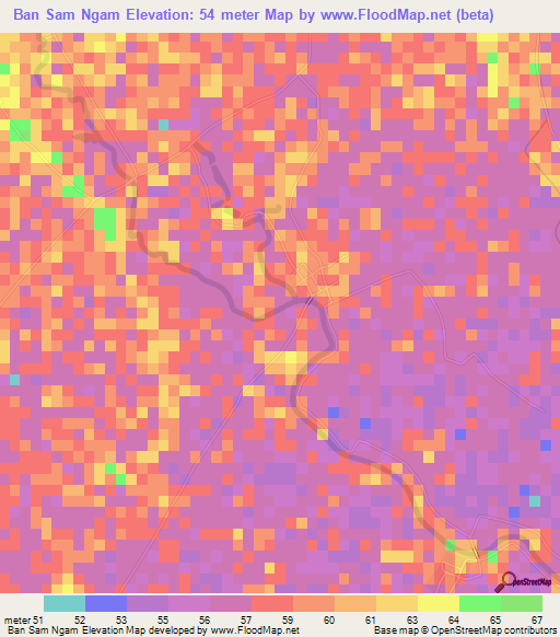 Ban Sam Ngam,Thailand Elevation Map