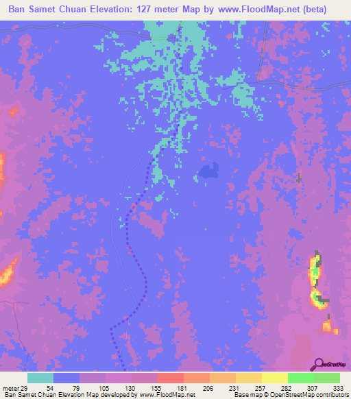 Ban Samet Chuan,Thailand Elevation Map