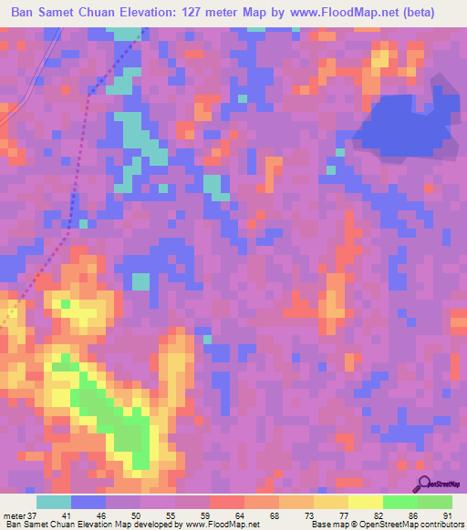 Ban Samet Chuan,Thailand Elevation Map