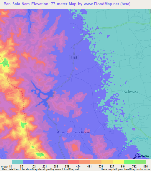 Ban Sala Nam,Thailand Elevation Map