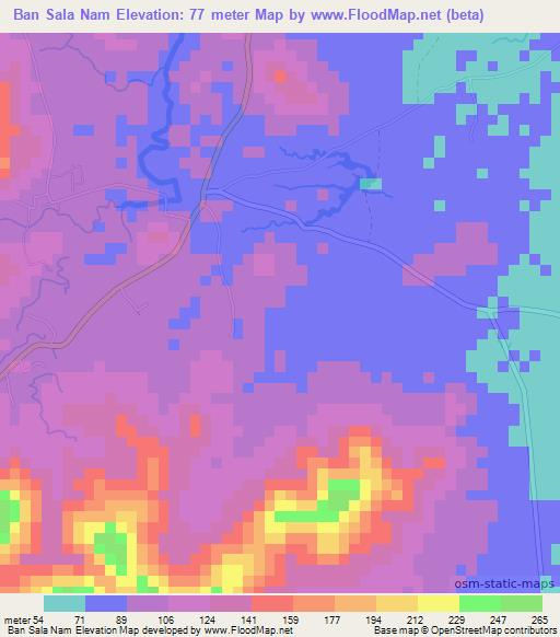 Ban Sala Nam,Thailand Elevation Map