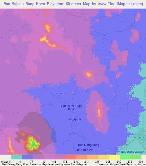 Ban Salaep Bang Khen,Thailand Elevation Map
