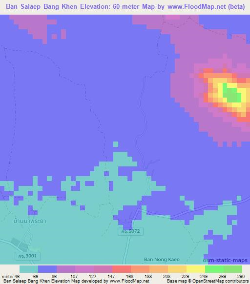 Ban Salaep Bang Khen,Thailand Elevation Map