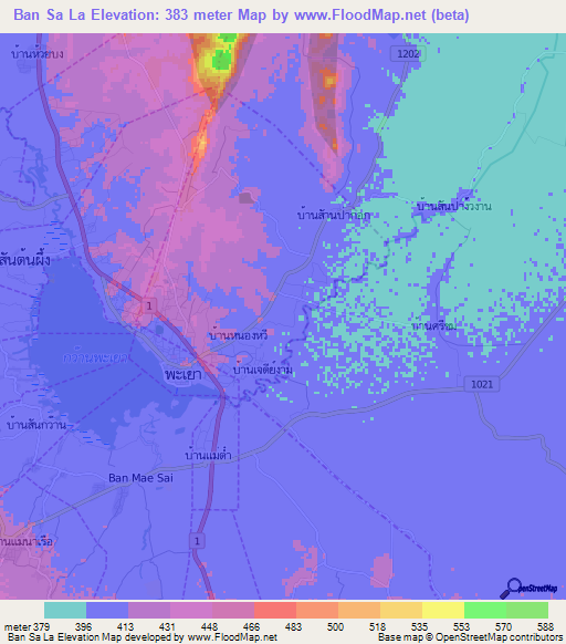 Ban Sa La,Thailand Elevation Map