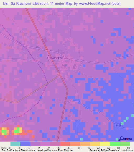 Ban Sa Krachom,Thailand Elevation Map