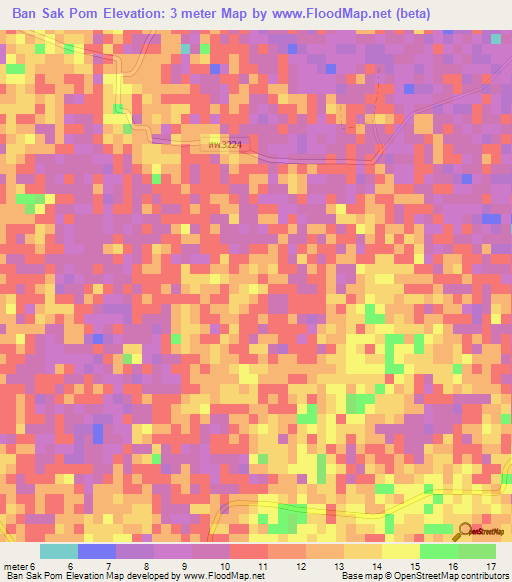 Ban Sak Pom,Thailand Elevation Map