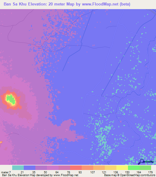 Ban Sa Khu,Thailand Elevation Map