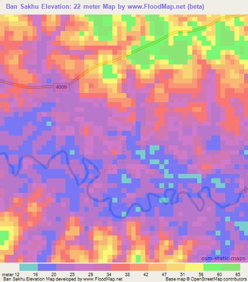 Ban Sakhu,Thailand Elevation Map