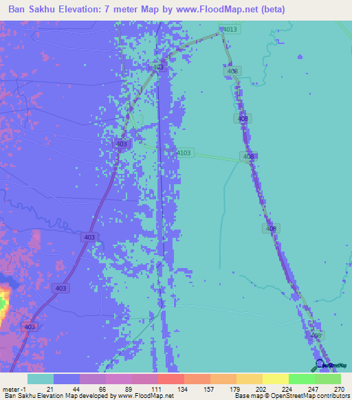 Ban Sakhu,Thailand Elevation Map