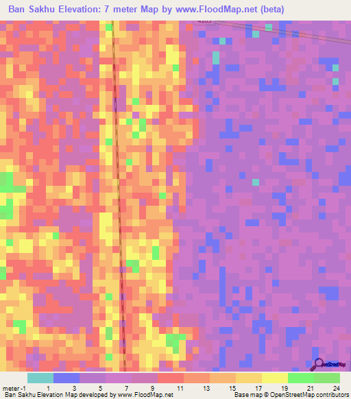 Ban Sakhu,Thailand Elevation Map