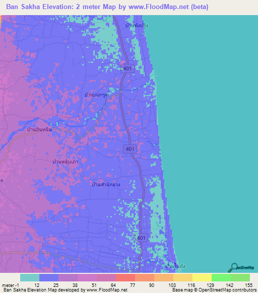 Ban Sakha,Thailand Elevation Map