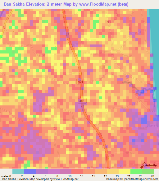 Ban Sakha,Thailand Elevation Map