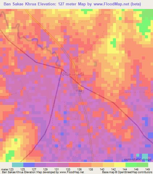 Ban Sakae Khrua,Thailand Elevation Map