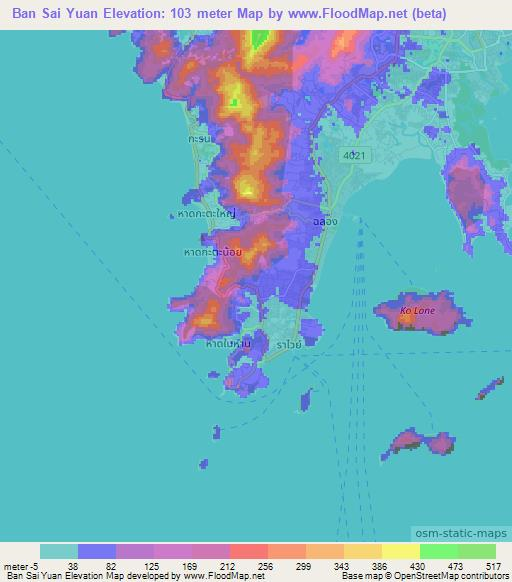 Ban Sai Yuan,Thailand Elevation Map