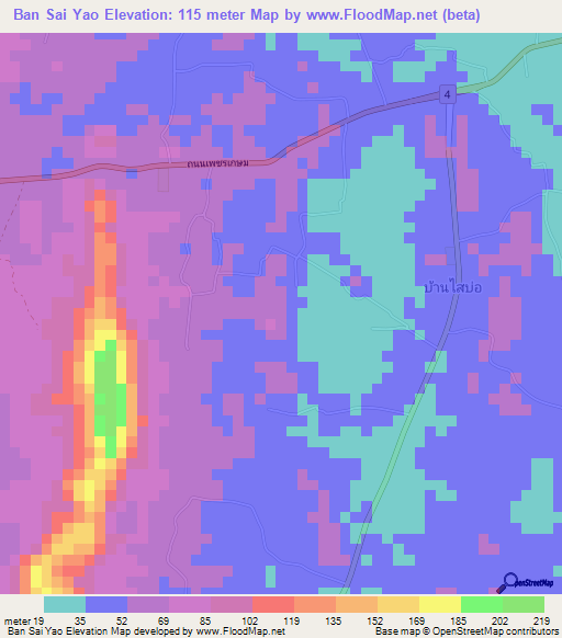 Ban Sai Yao,Thailand Elevation Map