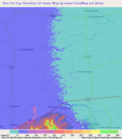 Ban Sai Yap,Thailand Elevation Map