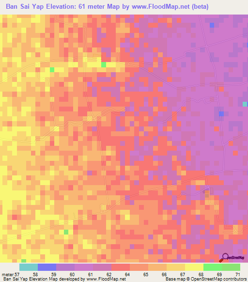 Ban Sai Yap,Thailand Elevation Map