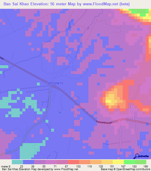 Ban Sai Khao,Thailand Elevation Map