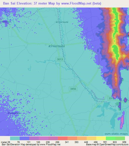 Ban Sai,Thailand Elevation Map