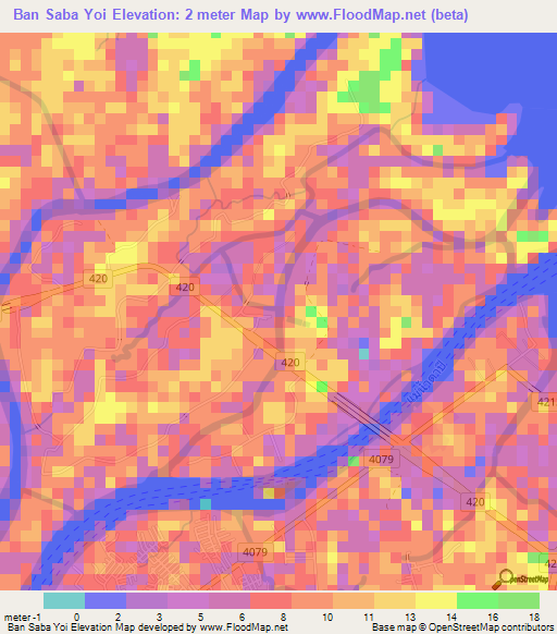 Ban Saba Yoi,Thailand Elevation Map