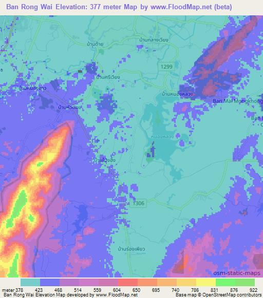 Ban Rong Wai,Thailand Elevation Map
