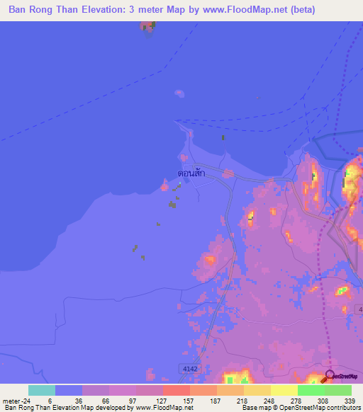 Ban Rong Than,Thailand Elevation Map