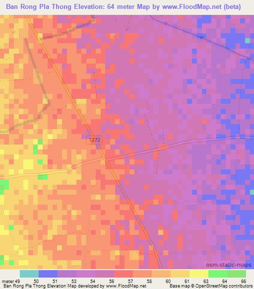 Ban Rong Pla Thong,Thailand Elevation Map