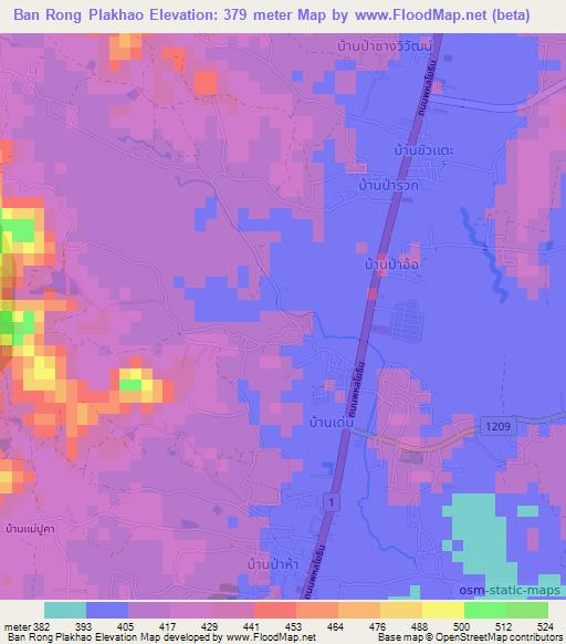 Ban Rong Plakhao,Thailand Elevation Map