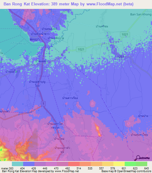 Ban Rong Kat,Thailand Elevation Map