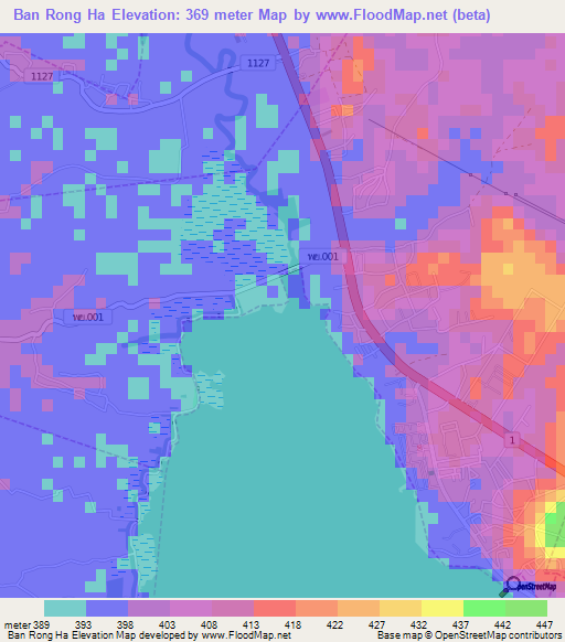 Ban Rong Ha,Thailand Elevation Map