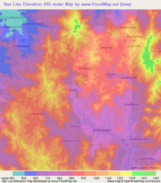 Ban Liso,Thailand Elevation Map