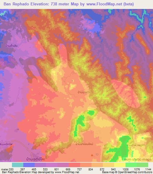 Ban Rephado,Thailand Elevation Map