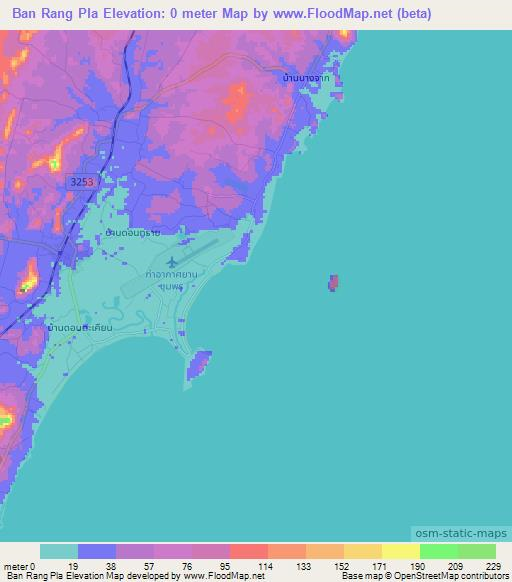 Ban Rang Pla,Thailand Elevation Map