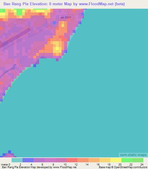 Ban Rang Pla,Thailand Elevation Map