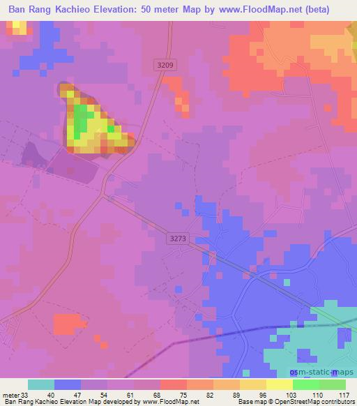 Ban Rang Kachieo,Thailand Elevation Map