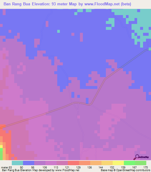 Ban Rang Bua,Thailand Elevation Map