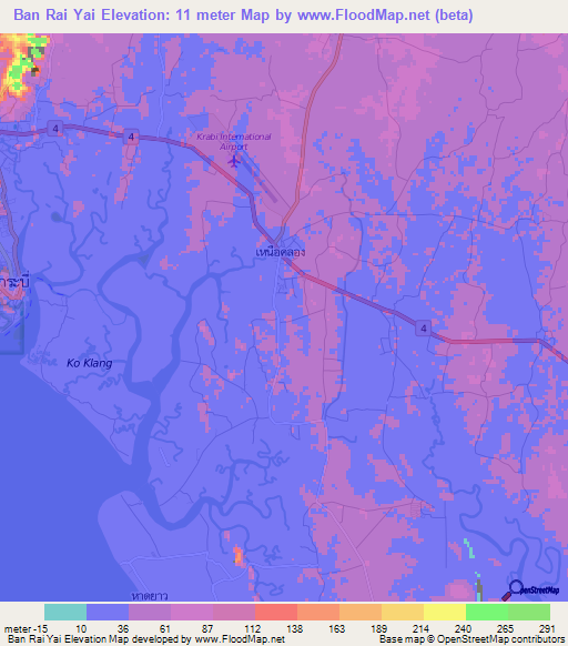 Ban Rai Yai,Thailand Elevation Map