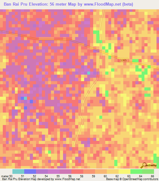 Ban Rai Pru,Thailand Elevation Map