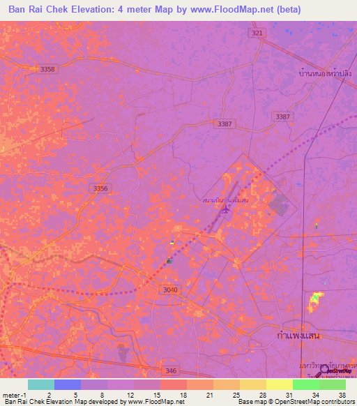 Ban Rai Chek,Thailand Elevation Map
