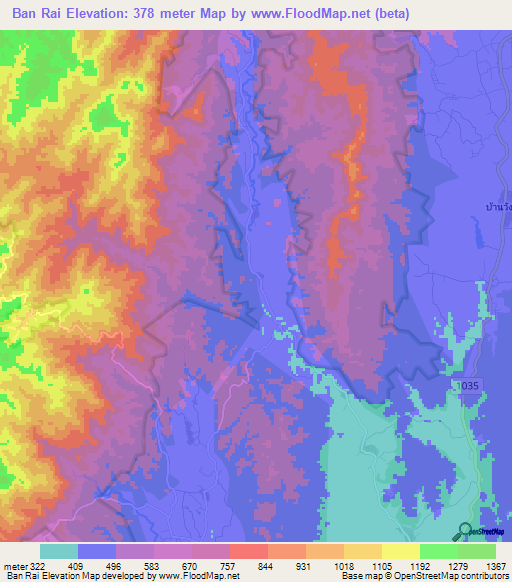 Ban Rai,Thailand Elevation Map