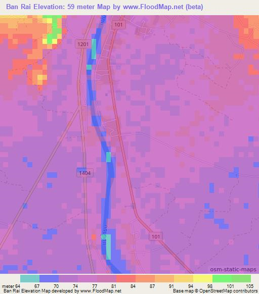 Ban Rai,Thailand Elevation Map