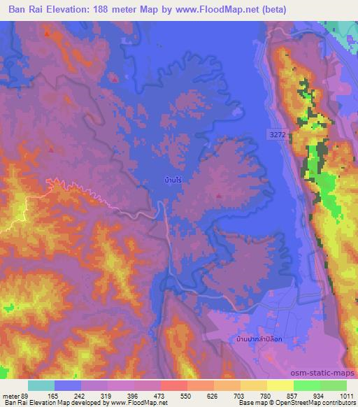 Ban Rai,Thailand Elevation Map