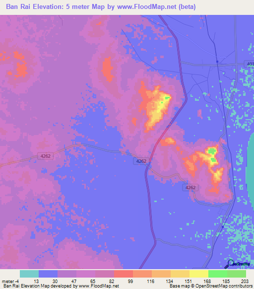 Ban Rai,Thailand Elevation Map