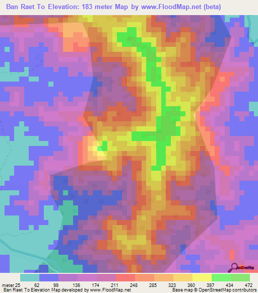 Ban Raet To,Thailand Elevation Map