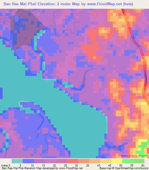 Ban Rae Mai Phai,Thailand Elevation Map