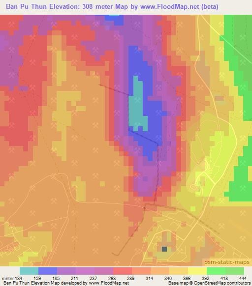 Ban Pu Thun,Thailand Elevation Map
