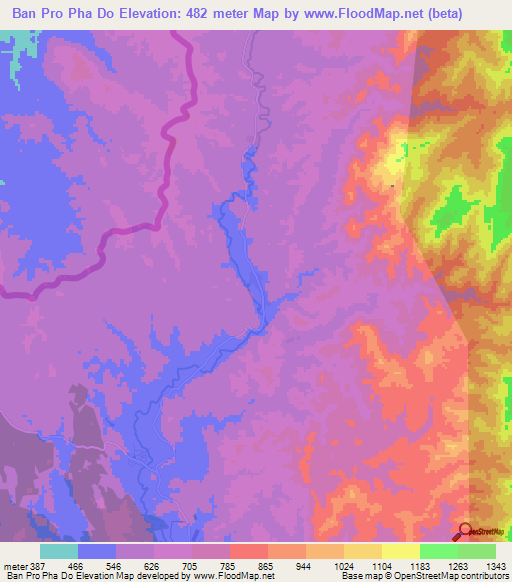 Ban Pro Pha Do,Thailand Elevation Map