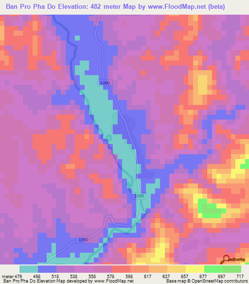 Ban Pro Pha Do,Thailand Elevation Map