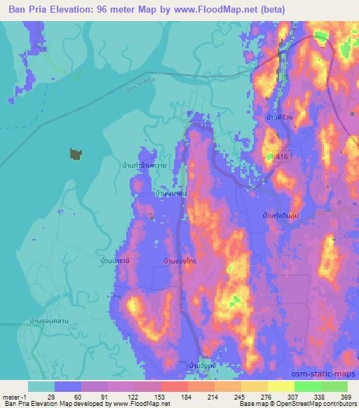 Ban Pria,Thailand Elevation Map